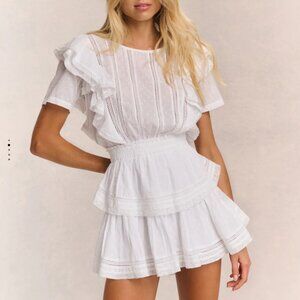 LoveShackFancy Natasha Heritage Mini Dress Small White